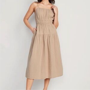 Old Navy  Waist-Defined Smocked Tiered Midi Cami Dress